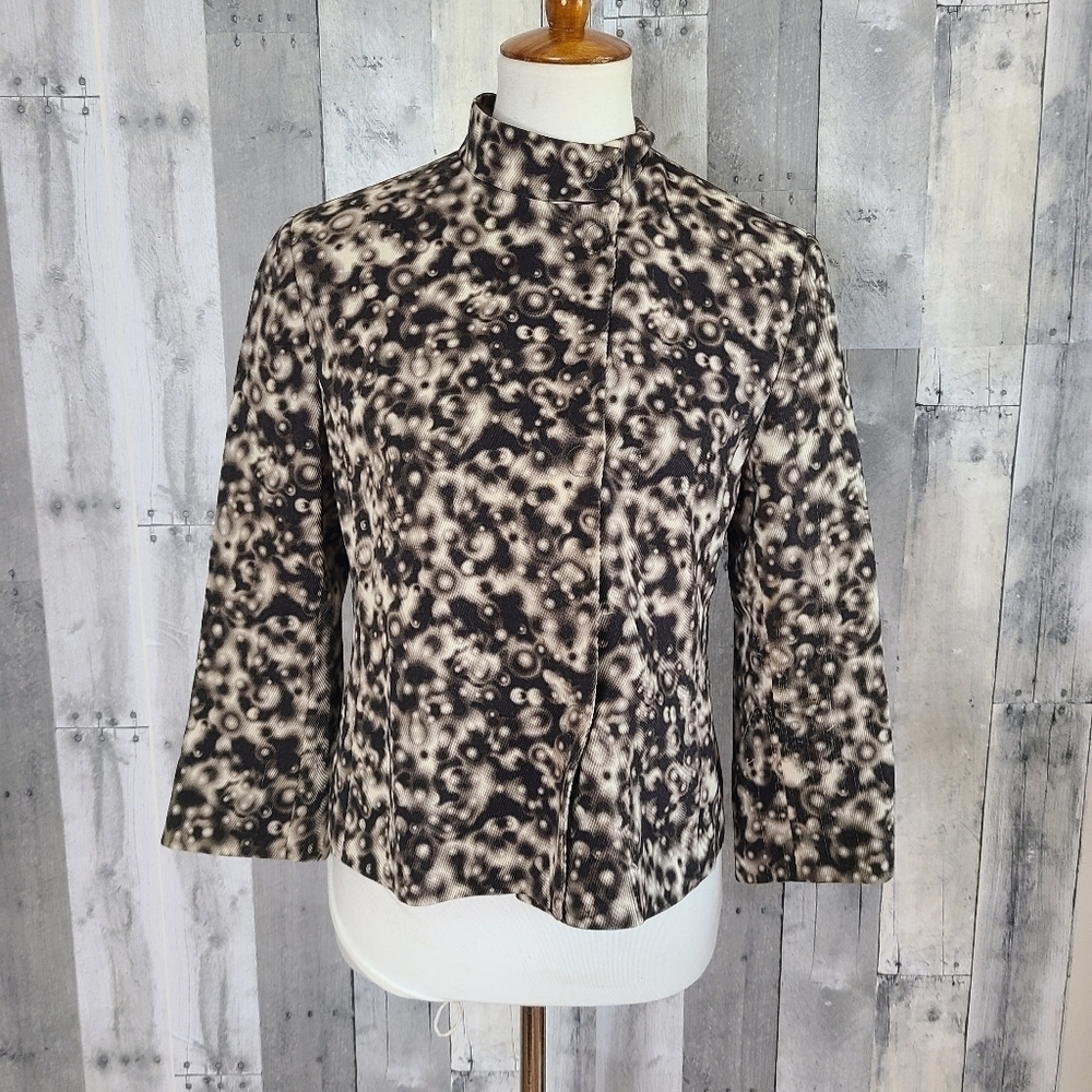 Akris Punto Size 8 Bokeh Print Wool Snap Button Jacket